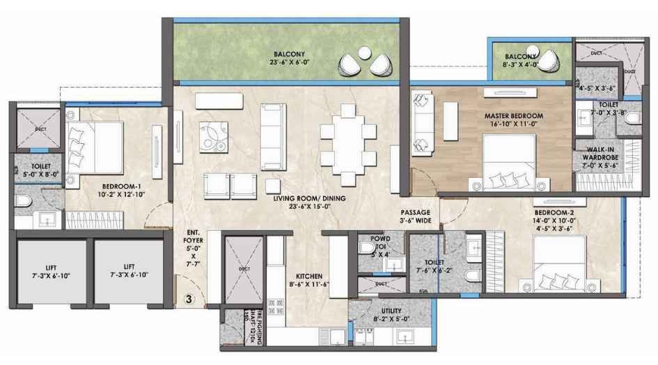 The-Hyphen-3-BHK-Refuge-Floor-Plan